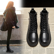 批发ins潮马丁靴女2025秋冬款英伦短靴厚底学生网红机车靴<b class='q'>休闲</b>靴加绒