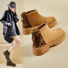ins潮加绒马丁靴女2024冬季新款休闲鞋增高学生保暖机车靴