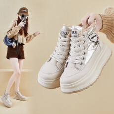批发2025<b class='q'>冬</b>季加绒高帮小白鞋新款韩版ins女学生厚底板鞋休闲保暖