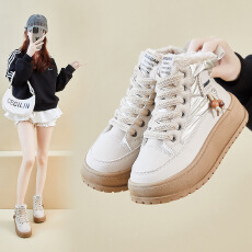 批发加绒高帮雪地靴女2025<b class='q'>冬</b>季新款学生ins韩版保暖休闲增高棉鞋
