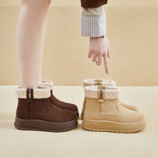 批发加绒高帮雪地靴女2025冬季新款学生ins韩版保暖休闲厚底增高女鞋