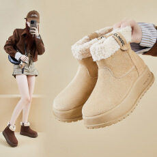 批发加绒高帮雪地靴女2025冬季新款学生ins韩版保暖休闲厚底增高鞋子