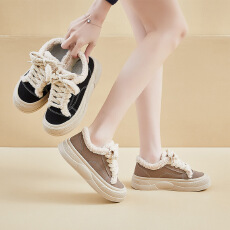 批发2025冬季加绒小白鞋新款韩版ins女学生厚底增高保暖板鞋<b class='q'>休闲</b>棉鞋