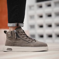 批发男鞋2025新款秋冬厚底工装板鞋男士户外潮流中帮马丁靴时尚<b class='q'>休闲</b>鞋