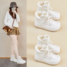 批发加绒高帮雪地靴女2025<b class='q'>冬</b>季新款学生ins韩版保暖休闲厚底增高女鞋