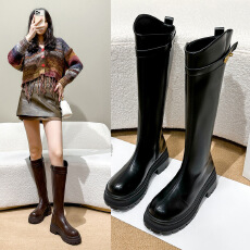 长筒靴女2025秋冬新款小个子胖mm粗腿高筒靴百搭显瘦大筒围骑士靴