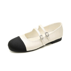 一字带小香风玛丽珍鞋女春季2026新款拼色单鞋女法式平底芭蕾鞋子