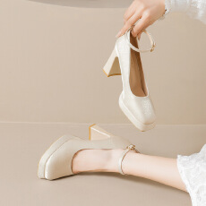 批发<b class='q'>性感</b>超高跟鞋女粗跟法式厚底防水台一字玛丽珍单鞋