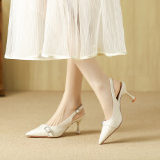 批发法式气质<b class='q'>显瘦</b>尖头细跟包头凉鞋2026新款高跟单鞋女