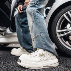 休闲男鞋透气帆布鞋大头德比潮鞋2026春季新款增高大码运动板鞋男