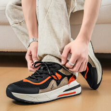 男鞋2026新款时尚春季透气网面运动鞋男士厚底百搭防滑跑步老爹鞋