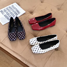 批发法式温柔小众波点内增高单鞋2026新款仙女风缎面芭蕾舞鞋方头瓢鞋