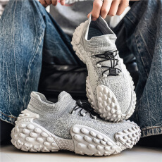 批发2026新款飞织网面运动鞋男款厚底防滑透气休闲跑步鞋时尚运动潮鞋