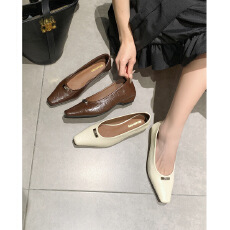 批发法式<b class='q'>通勤</b>方头单鞋女浅口职业工作鞋低跟玛丽珍鞋