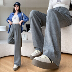 孕妇秋冬款宽松型休闲日常冬季运动长裤简约直筒阔腿裤女秋季