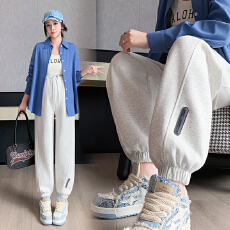 孕妇一体裤春秋款外穿运动裤无托腹束脚休闲长裤秋季小个子卫裤