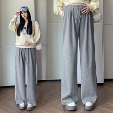 批发孕妇一体裤新款运动裤女春秋冬季阔腿直筒休闲宽松型加绒卫裤子