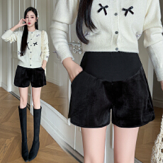 批发孕妇秋冬短裤丝绒百搭阔腿短裤女秋季外穿休闲打底裤a字托腹靴裤