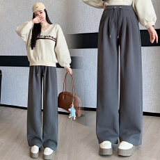 孕妇一体裤新款运动裤女春秋冬季阔腿直筒休闲宽松型加绒卫裤子