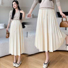 批发孕妇半身裙秋装外穿<b class='q'>韩版</b>中长款半裙高腰显瘦托腹百褶a字伞裙春秋