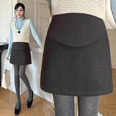 批发孕妇包臀短裙秋季黑色托腹2024新款百搭显瘦A字半身裙子秋<b class='q'>冬</b>