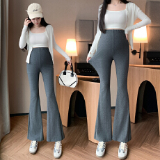 批发<b class='q'>孕妇</b><b class='q'>韩版</b>简约春秋季无托腹纯色休闲裤松紧<b class='q'>修身</b>百搭显瘦微喇裤