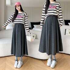 批发无托腹孕妇半身裙秋冬季加绒加厚针织羊绒显瘦春秋款垂感A字长裙
