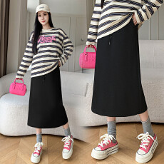 批发孕妇半身裙女2025年秋季a字中长款孕妇卫裙秋<b class='q'>冬</b>加绒开叉包臀长裙