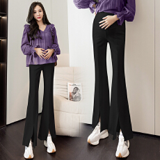 批发腿精孕妇裤子春季九分打底直筒开叉<b class='q'>大码</b>西裤外穿夏装职业装喇叭裤