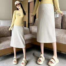 批发孕妇春秋季新款针织时尚A字裙孕妇托腹裙纯色百搭休闲日常出行裙