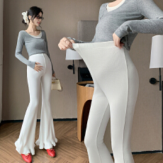 批发<b class='q'>孕妇</b><b class='q'>木耳</b>弹力微喇裤春秋季无托腹纯色休闲裤松紧<b class='q'>修身</b>百搭显瘦夏裤