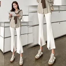 批发实拍<b class='q'>孕妇</b><b class='q'>修身</b>包臀弹力微喇叭裤子女秋冬加绒阔腿裤休闲高腰西装裤