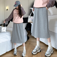 批发孕妇半身裙春秋季休闲垂感百搭直筒卫裙子托腹宽松时尚中长款半裙