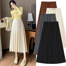 批发孕妇半身裙西装百褶裙秋季新款中长款a字裙大裙摆高个子<b class='q'>春</b>秋长裙
