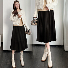批发<b class='q'>孕妇</b><b class='q'>半身裙</b>春秋外穿时尚百褶裙温柔毛呢裙子压褶百搭显瘦春秋长裙
