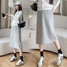 批发<b class='q'>孕妇</b><b class='q'>半身裙</b><b class='q'>夏季</b>2026新款小个子a字半裙显瘦薄款开叉灰色包臀长裙