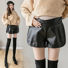 批发<b class='q'>孕妇</b><b class='q'>皮短裤</b>秋冬外穿<b class='q'>宽松</b>黑色显瘦PU皮开叉<b class='q'>孕妇</b><b class='q'>阔</b>腿短裤托腹<b class='q'>孕妇</b><b class='q'>裤</b>