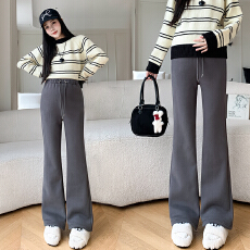 孕妇喇叭裤子秋冬季外穿新款休闲时尚喇叭裤灰色运动裤秋装秋装