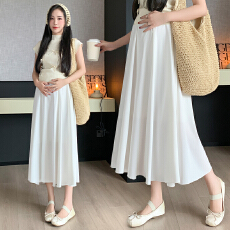 批发孕妇无托腹长裙新休闲风夏季新A字时尚<b class='q'>半身裙</b>中长款伞裙百褶裙