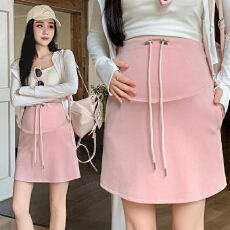 批发甜辣风孕妇抽绳短裙女夏春<b class='q'>秋</b>季小个子百搭灰色包臀A字托腹半身裙