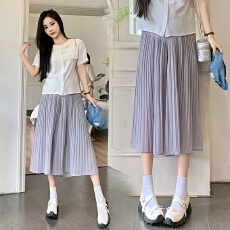 批发孕妇半身裤裙夏季休闲压褶雪纺裙子夏装百搭中<b class='q'>长款</b>半裙时髦伞裙