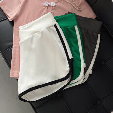 批发空气层孕妇裤夏季女装撞色包边运动短裤子松紧热裤高腰休闲阔腿裤