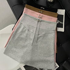 批发甜辣风孕妇抽绳短裙女<b class='q'>夏</b>春秋季小个子百搭灰色包臀A字托腹半身裙