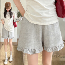 批发孕妇空气层荷叶边短裤女2026夏新款直筒阔腿裤外穿花苞裤产后可穿