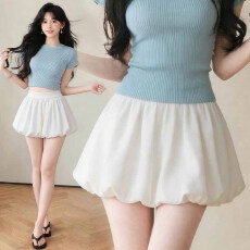 批发孕妇防走光南瓜花苞裙<b class='q'>夏</b>季女中腰a字花苞短裙防走光裙子产后可穿
