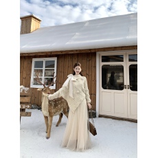 批发实拍实价~甜美法式慵懒风高领蝴蝶结洋气毛衣高级感针织衫两件套