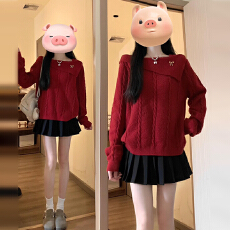批发套装女2025冬季新款<b class='q'>韩版</b>辣妹长袖针织衫毛衣女百褶半身裙两件套潮