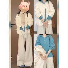 批发连帽针织衫毛衣女款2025新款深秋初冬穿搭慵懒<b class='q'>气质</b><b class='q'>裤</b>子套<b class='q'>装</b>两件套