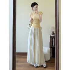 批发法式温柔风<b class='q'>百褶</b>连衣裙子女夏季2026新款小个子高级感气质长裙套装