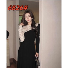批发木子李【幽纱月叙】赫本风<b class='q'>黑白</b>撞色蕾丝拼接<b class='q'>连衣裙</b>高级感长裙